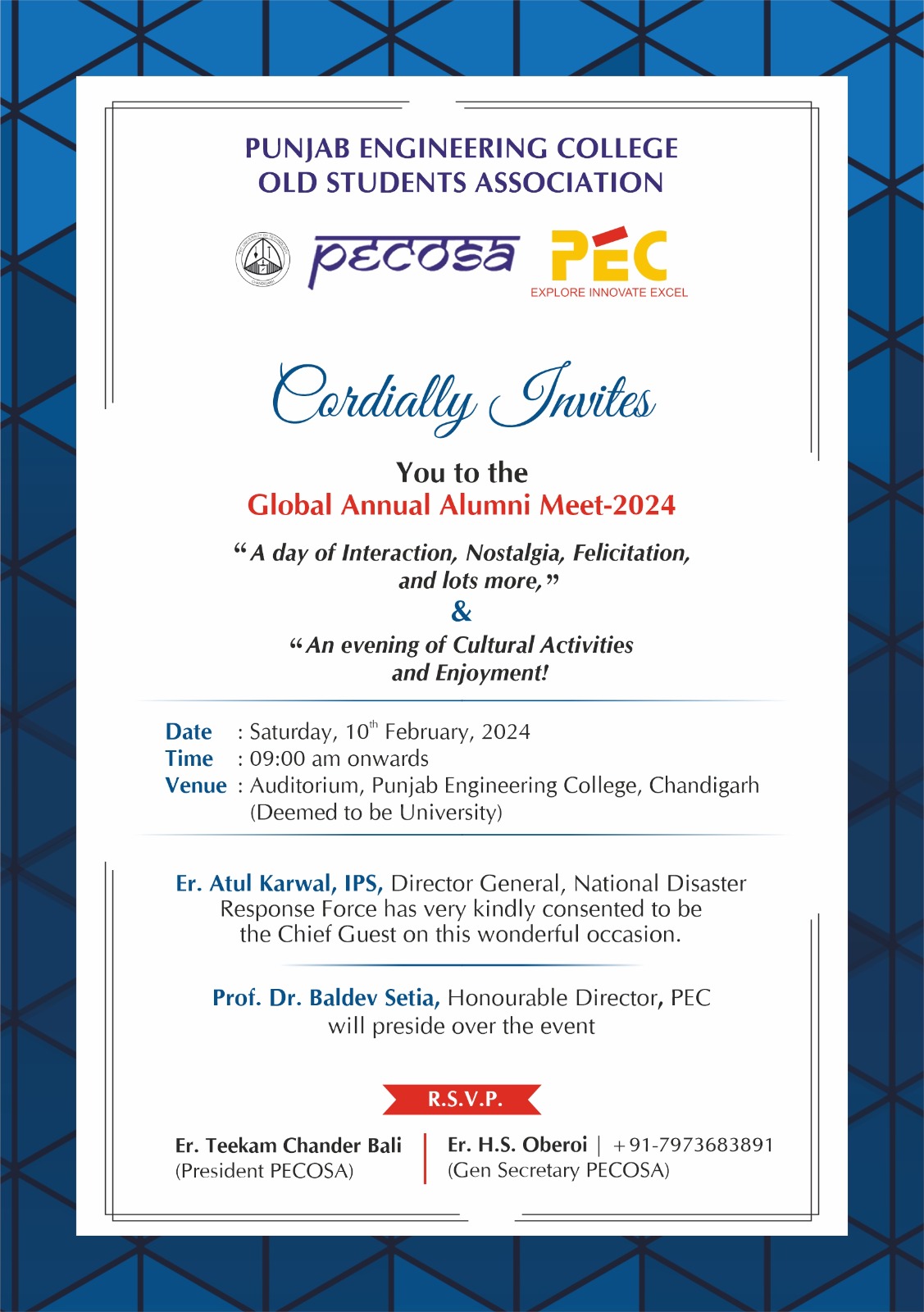 Global Annual Alumni Meet of PEC to be held on 10th Feb, 2024
